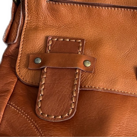 Claire Chase Cognac Brown Leather Small Messenger Bag - Picture 9 of 10